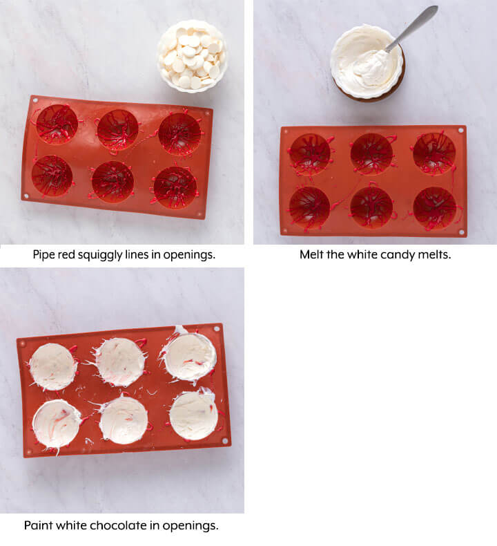 collage for melting chocolates and filling molds