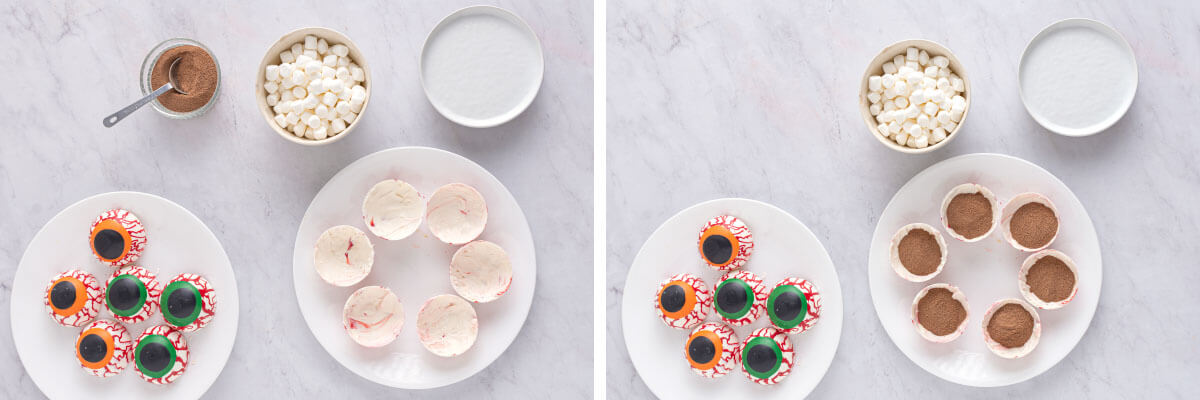 collage for assembling Halloween Eyeball Hot Cocoa Bombs