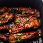 cooked ribs in air fryer basket