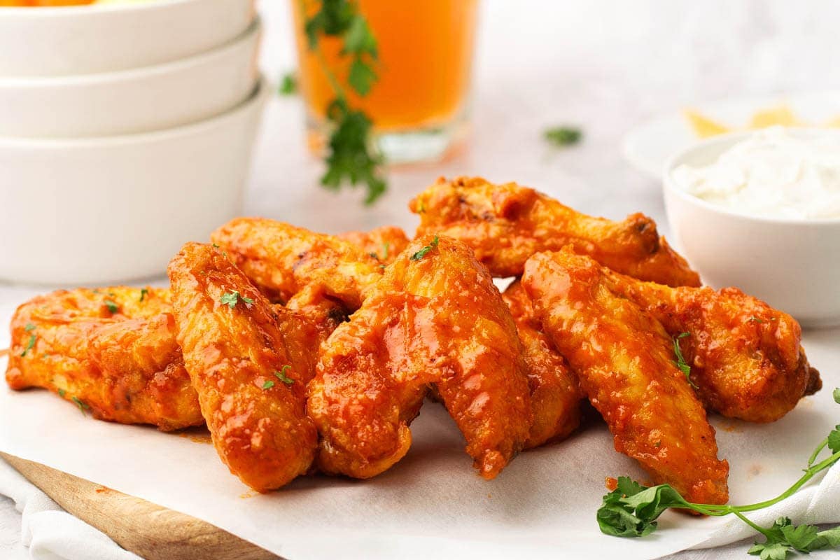 Air Fryer Buffalo Chicken Wings on a paper