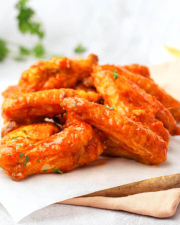 Air Fryer Buffalo Chicken Wings on a board