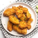Air Fryer Chicken Nuggets on a white plate