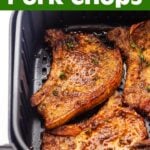 Air Fryer Pork Chops in air fryer basket