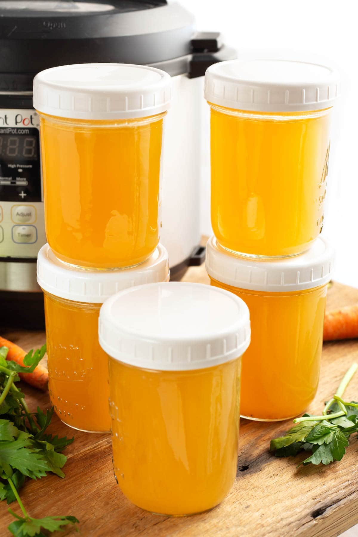 chicken broth in jars