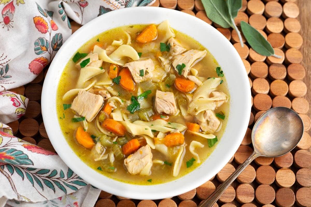 Turkey Soup in a white bowl