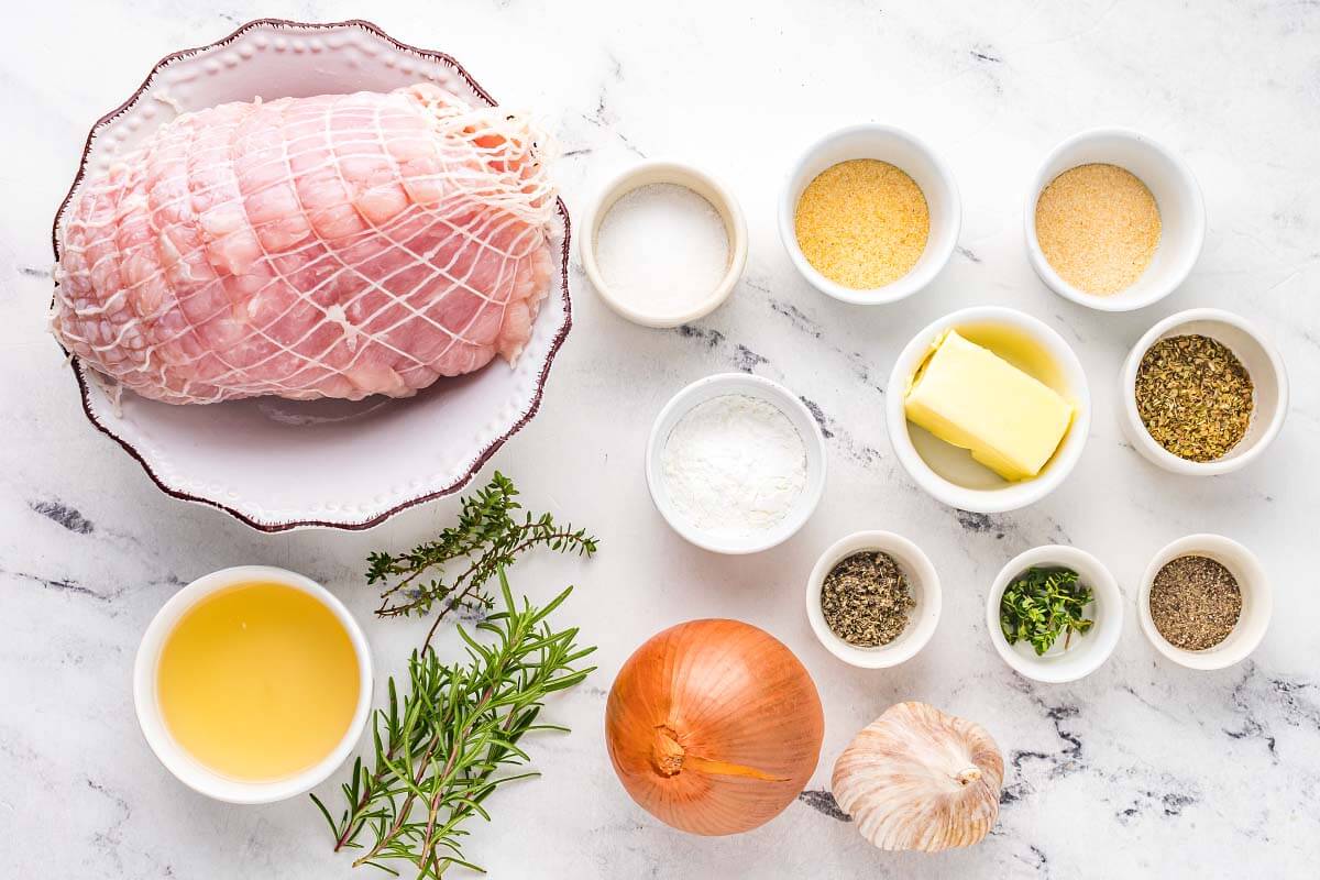 Slow Cooker Turkey Breast ingredients artfully arranged