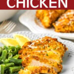 Air Fryer Parmesan Crusted Chicken on a white plate