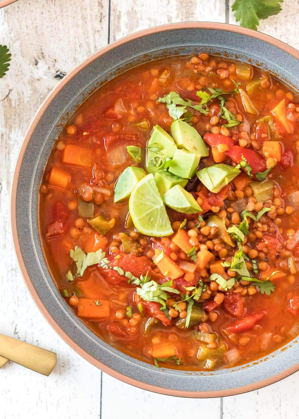 chili in a bowl close up