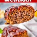 Air Fryer Meatloaf piece on spatula