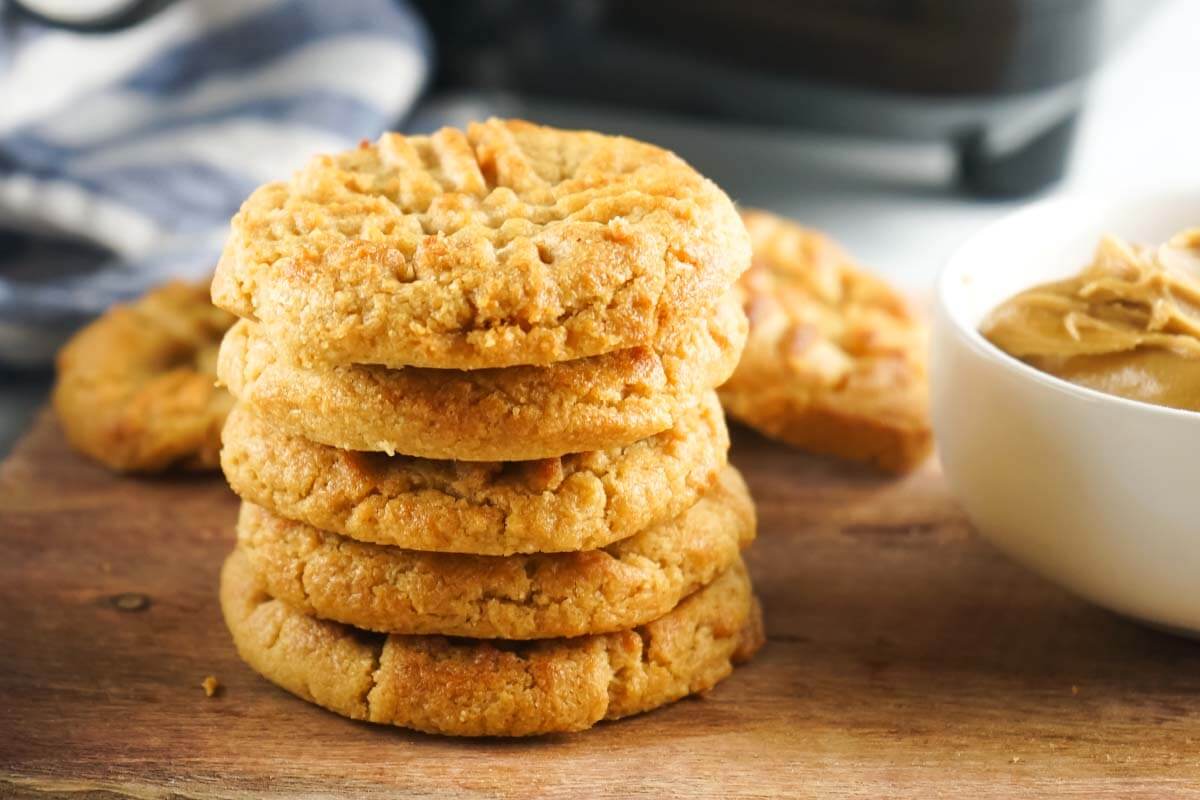 stack of cookies on a board