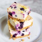 Blueberry Lemon Cheesecake Squares stack of 3