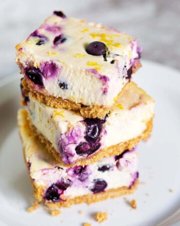 Blueberry Lemon Cheesecake Squares stack of 3