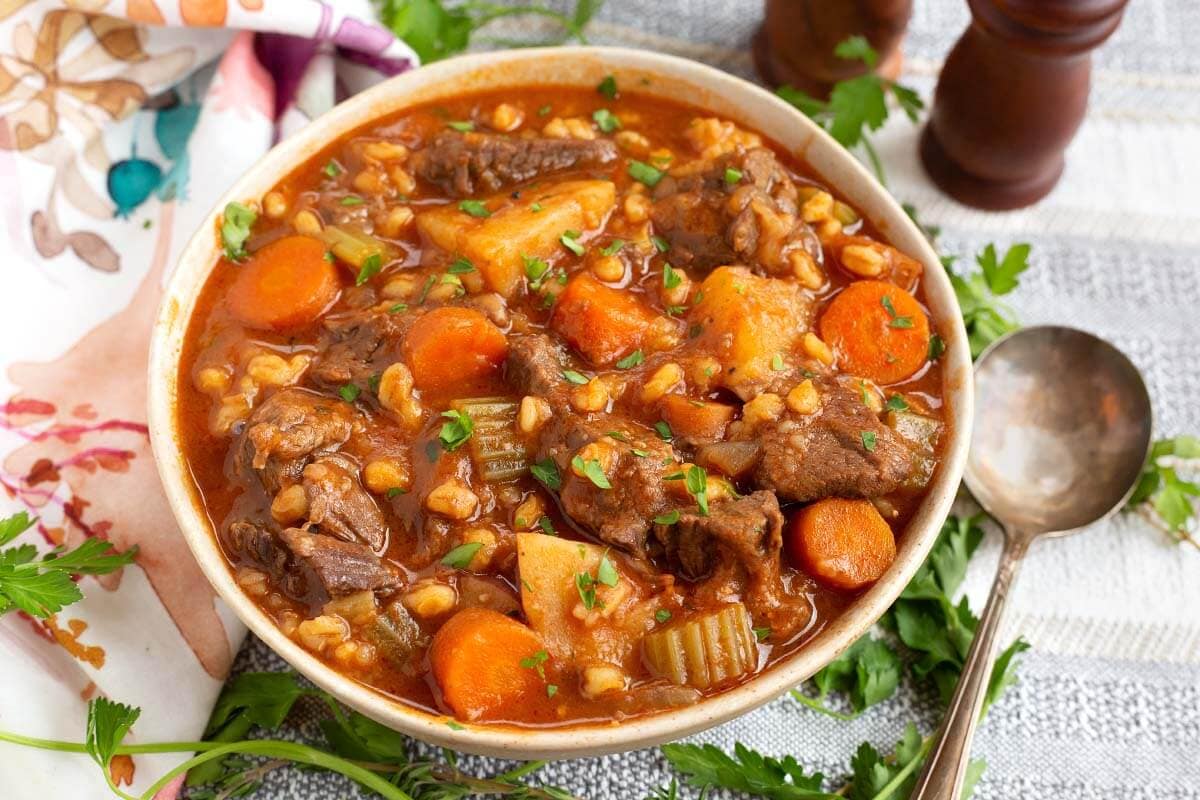 bowl of beef stew.