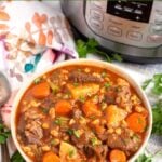 Instant Pot Beef Barley Stew in a bowl