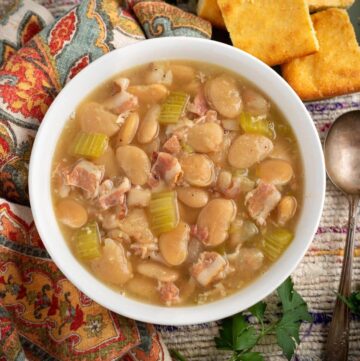 Instant Pot Butter Beans in white bowl.