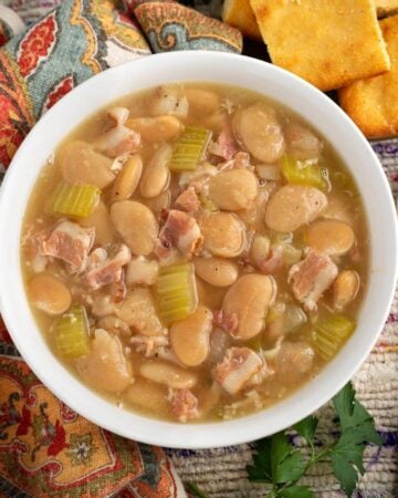 Instant Pot Butter Beans in white bowl.