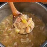 Instant Pot Butter Beans in pot with spoon.