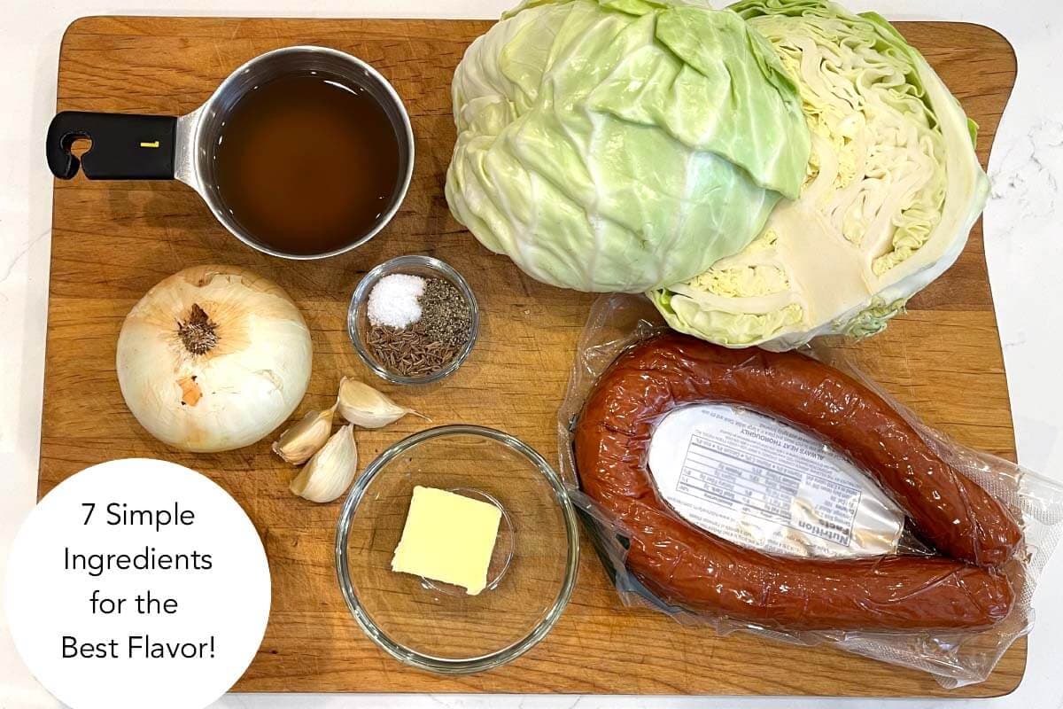 cabbage and kielbasa ingredients.