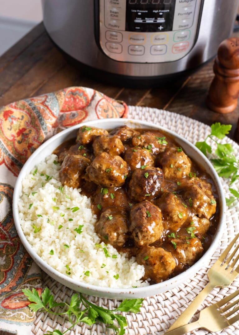Instant Pot Turkey Meatballs and Gravy Simply Happy Foodie