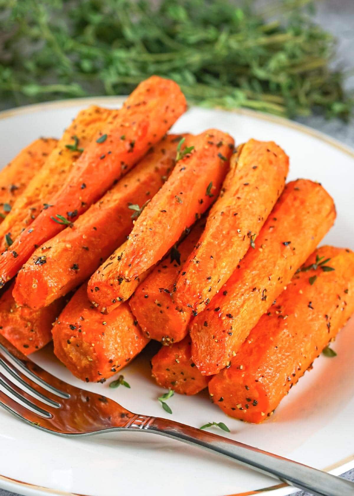 Air Fryer Carrots on plate.