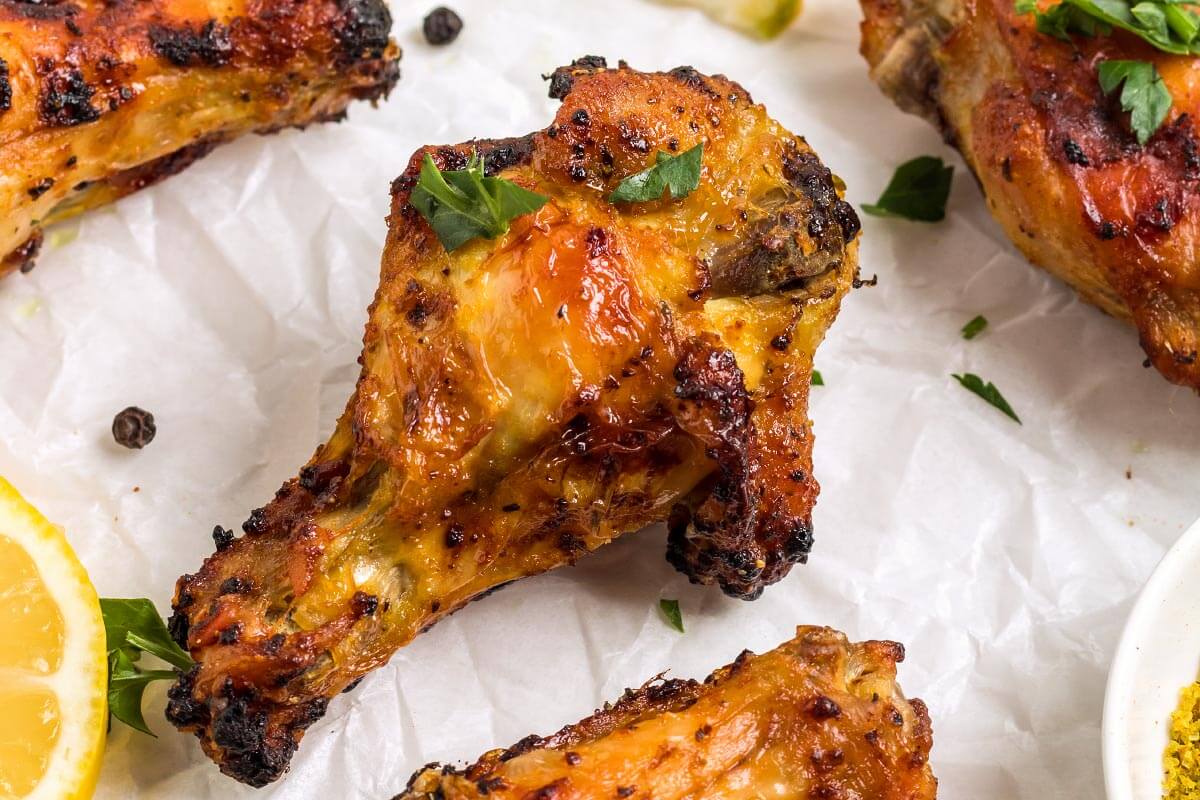 Air Fryer Chicken Wing closeup.