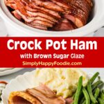 sliced Crock Pot Ham on a white plate