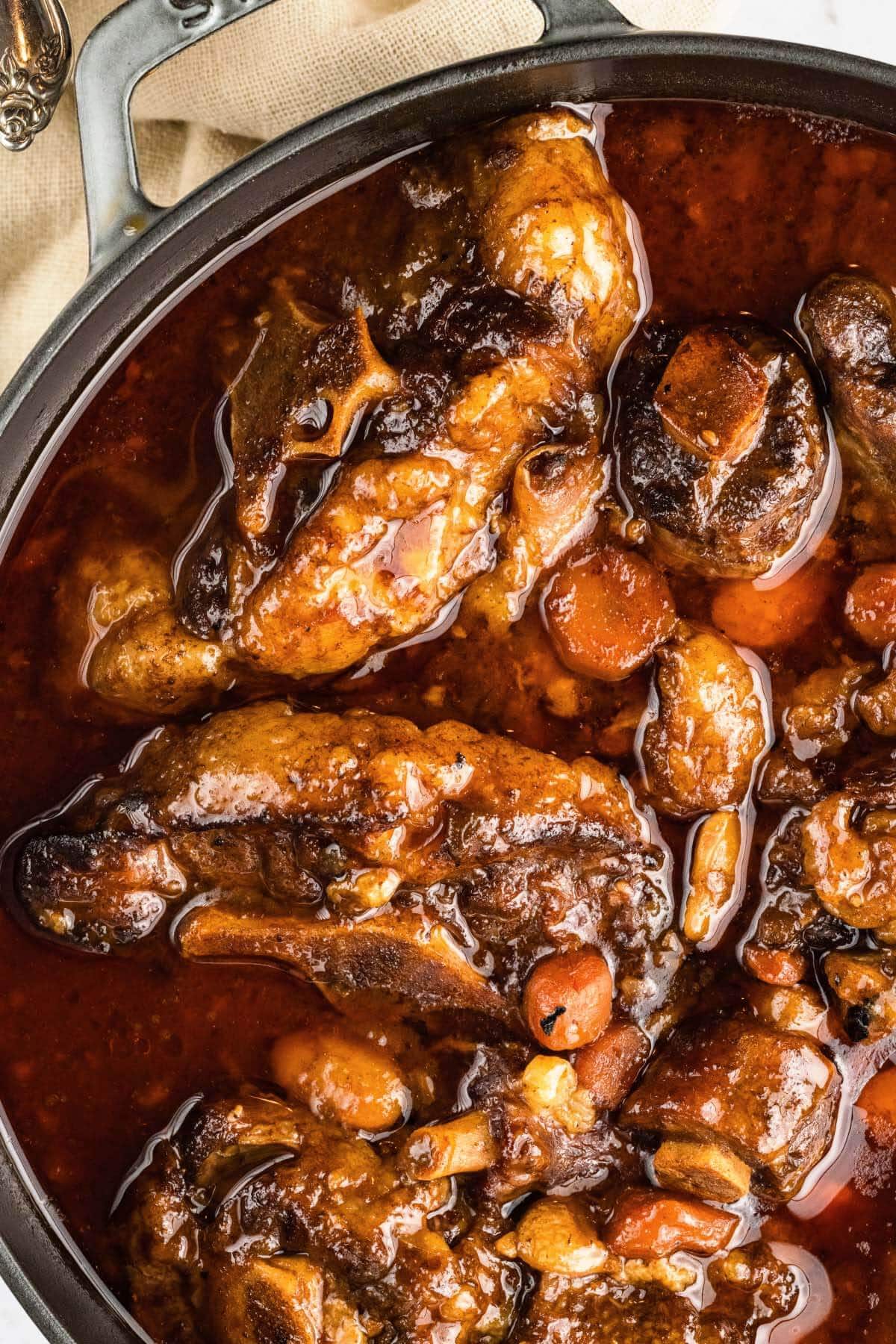 Instant Pot Oxtail Stew in a pot closeup
