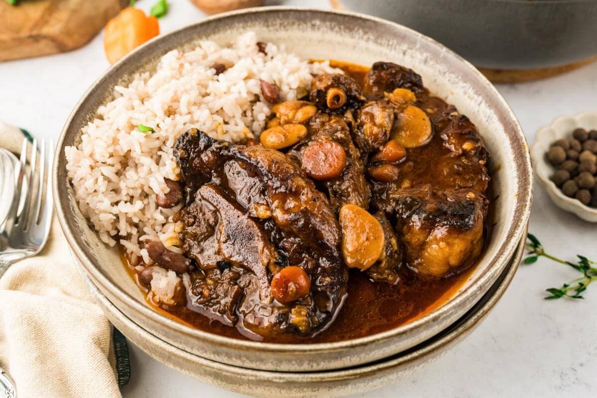 Instant Pot Oxtail Stew in a bowl