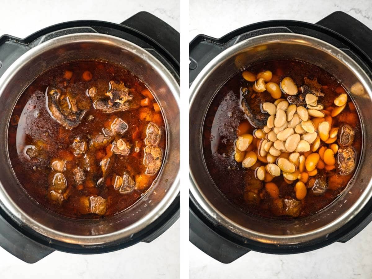 after pressure cooking, beans added to IP.