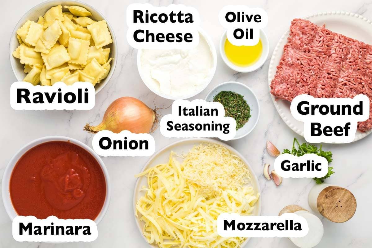 Ravioli Lasagna with Meat Sauce ingredients