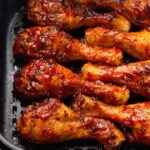 Air Fryer Barbecue Chicken Legs in the AF pan