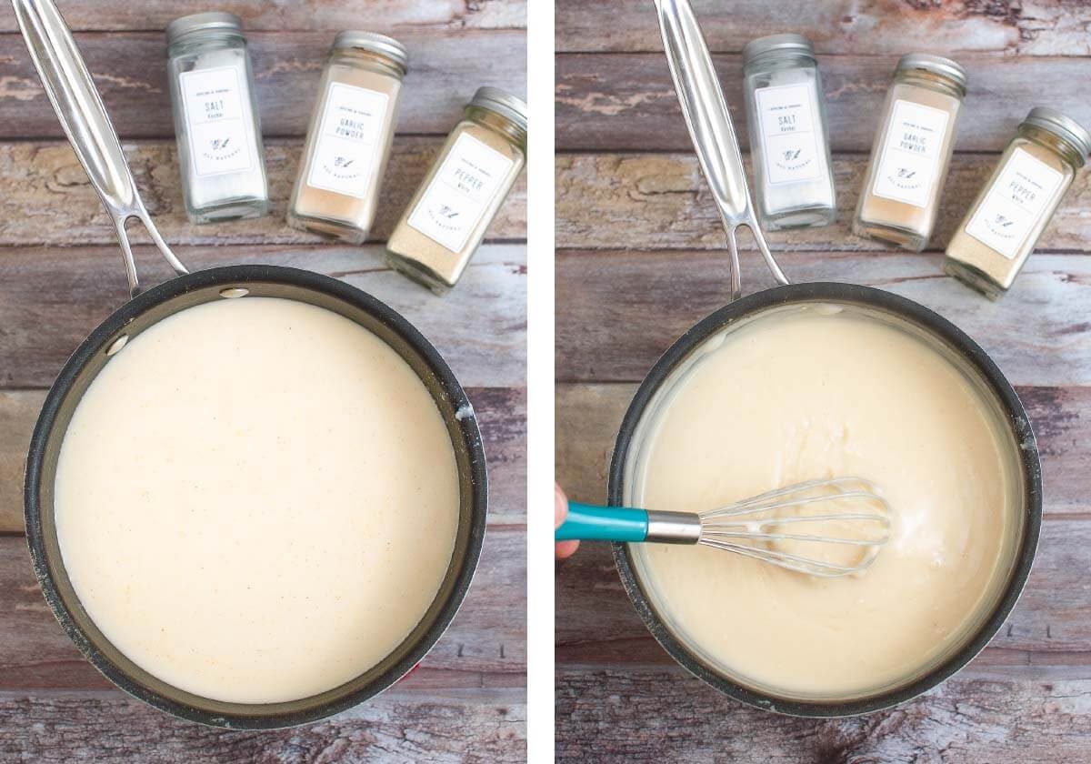 flour mixture added to pot, whisking until thick.