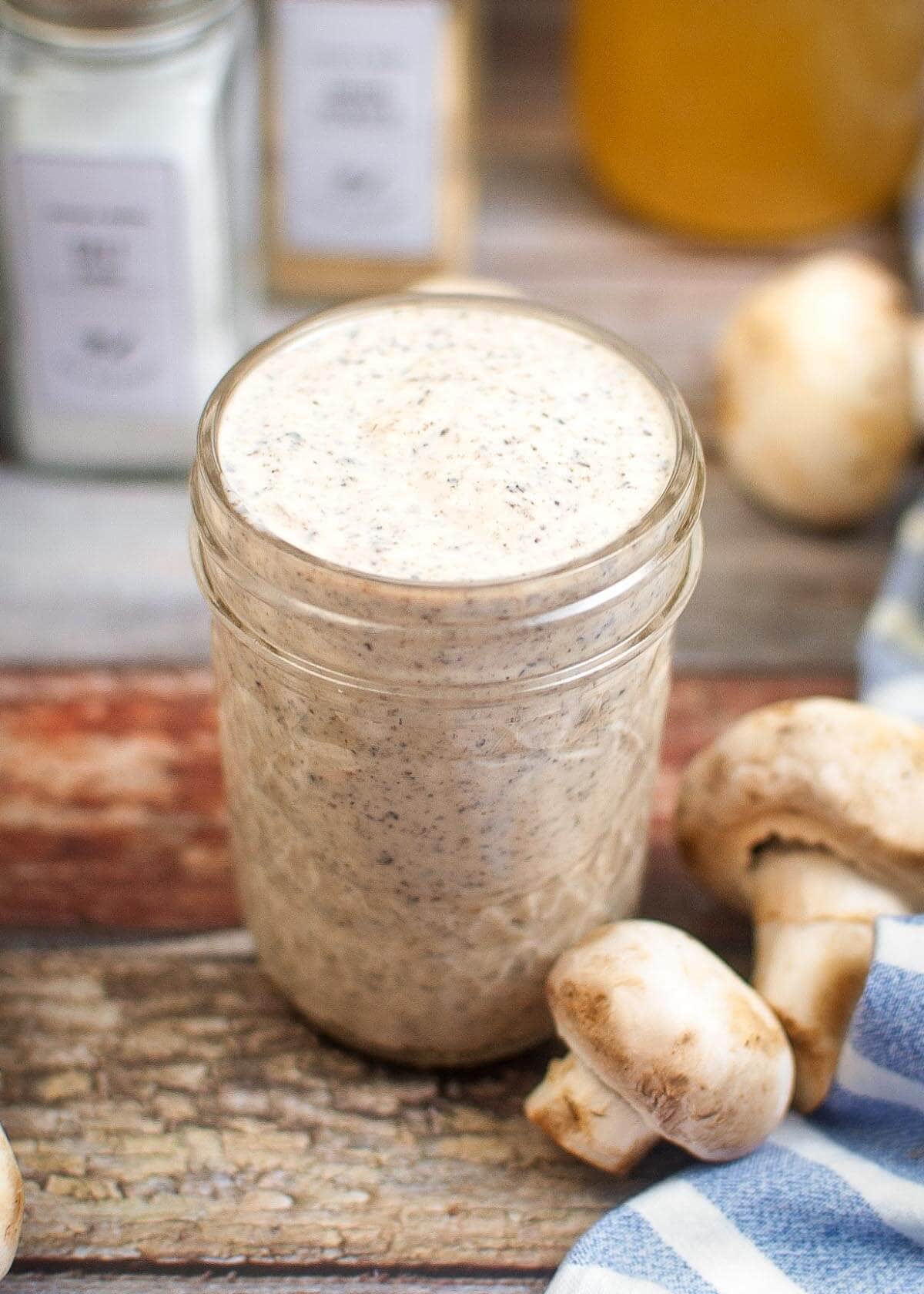 Cream of mushroom soup in a jar