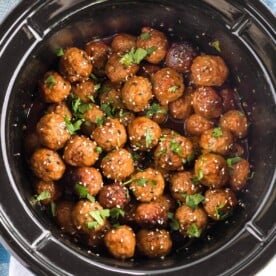 Meatballs in a black crock