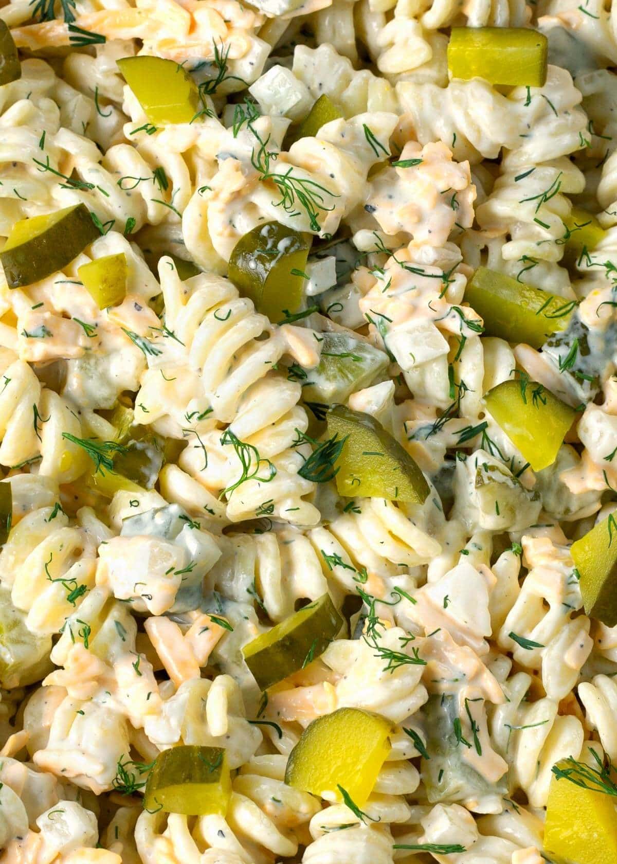 Dill Pickle Pasta Salad closeup