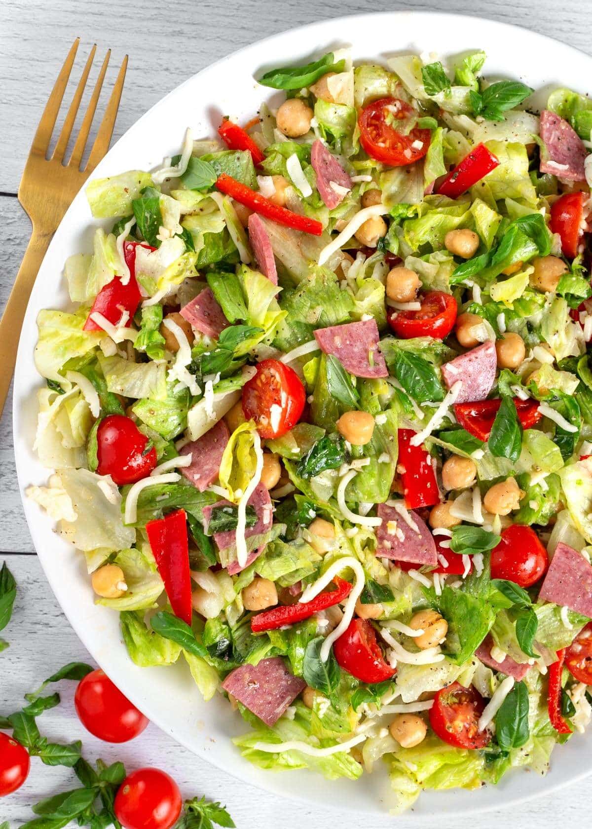 Italian Chopped Salad in white bowl