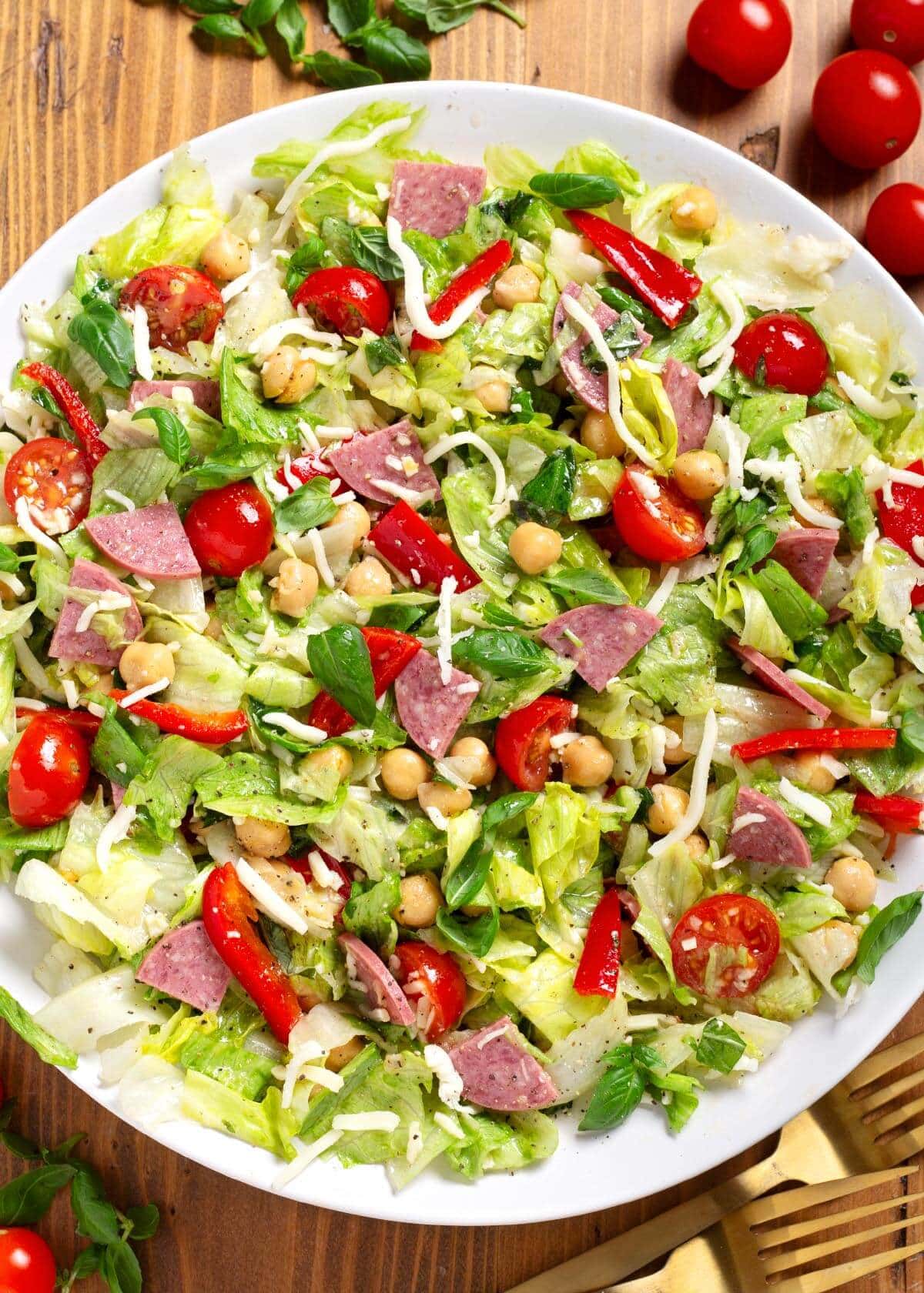 Italian Chopped Salad in white bowl
