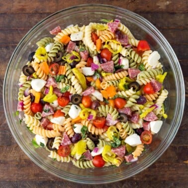 Italian Pasta Salad in glass bowl