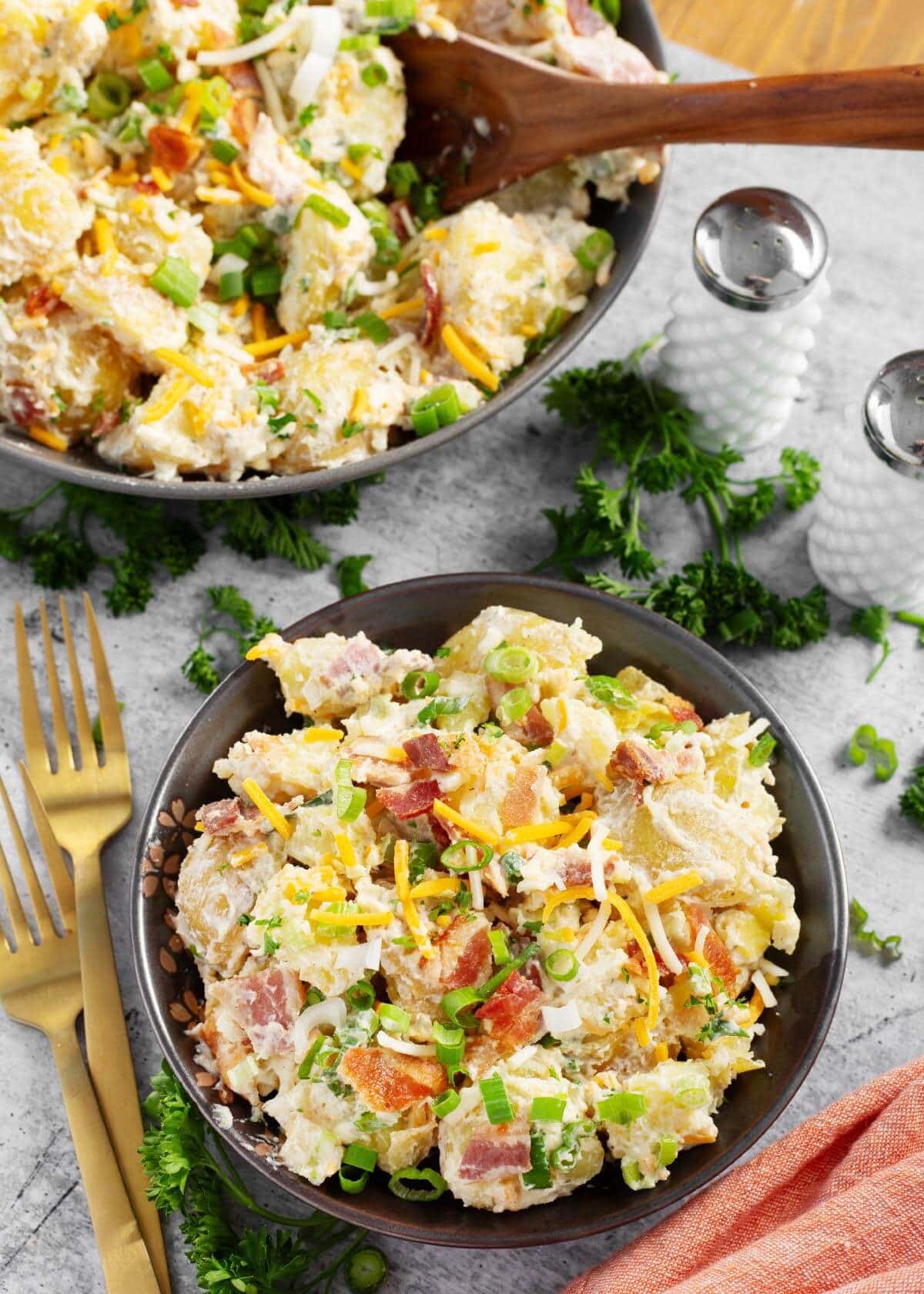 Loaded Potato Salad in 2 bowls