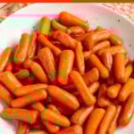Slow Cooker Maple Brown Sugar Carrots in a white bowl
