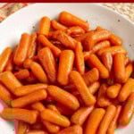 Slow Cooker Maple Brown Sugar Carrots in a white bowl