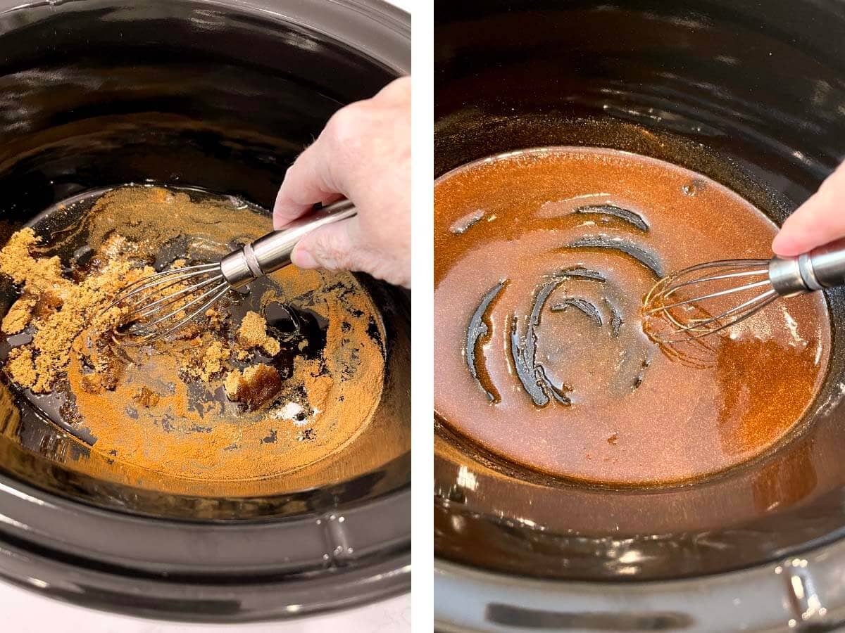whisking sugar mixtures in crock