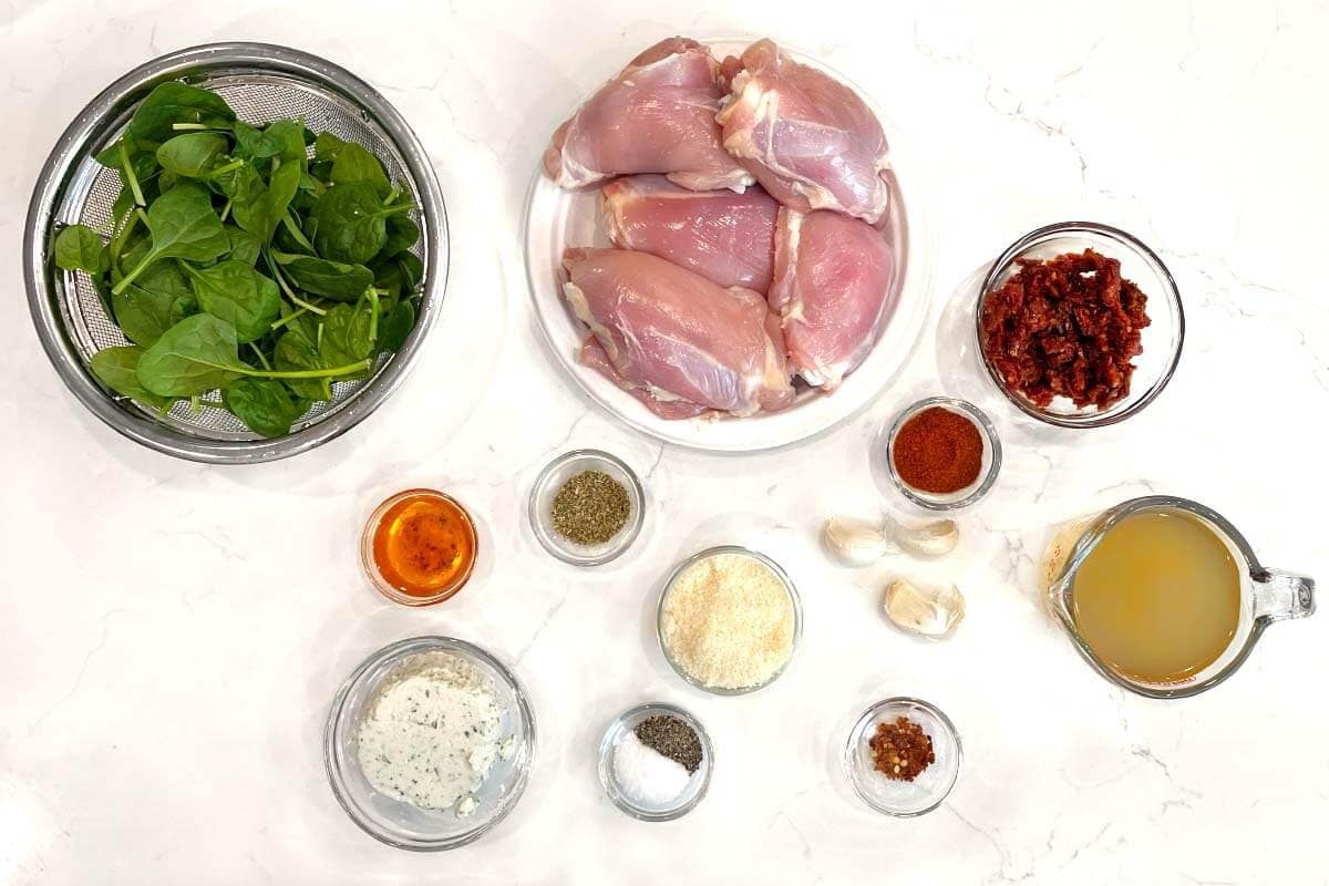Slow Cooker Marry Me Chicken ingredients shot.