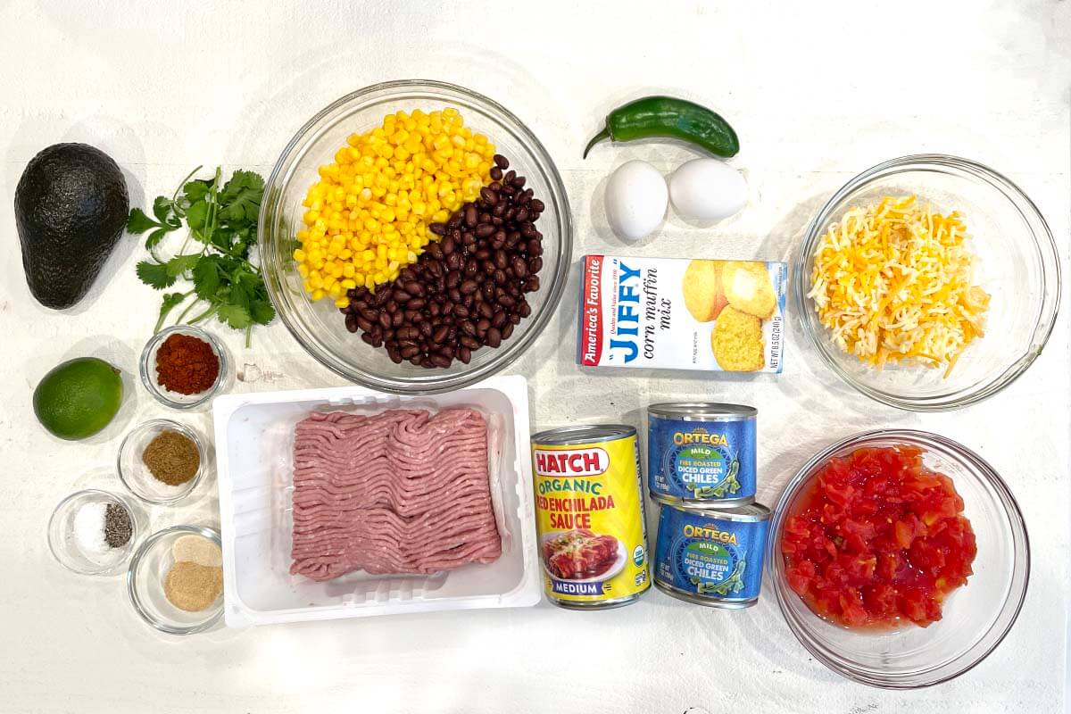 Slow Cooker Tamale Pie ingredients shot.