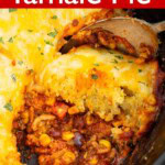 Slow Cooker Tamale Pie closeup in crock.