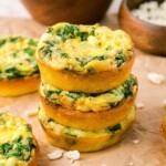 3 Spinach Feta Egg Muffins in a stack