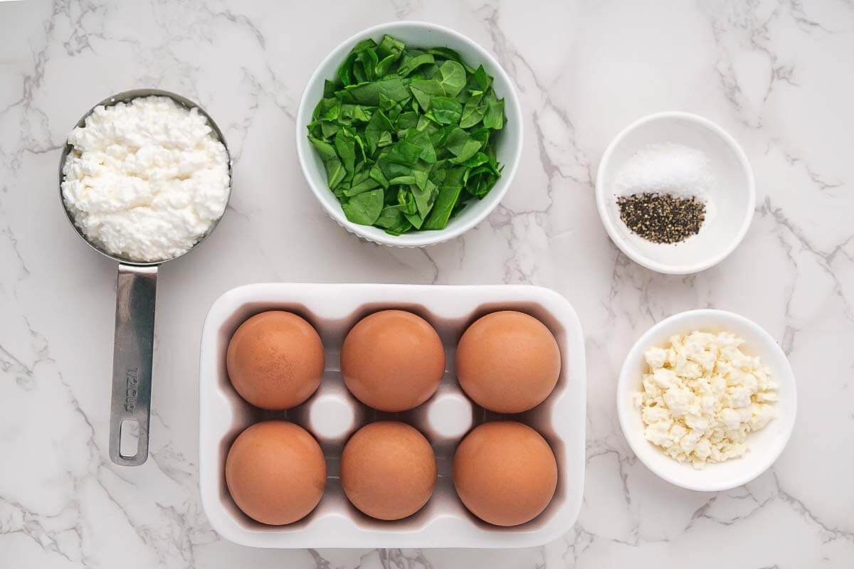 Spinach Feta Egg Muffins ingredients shot