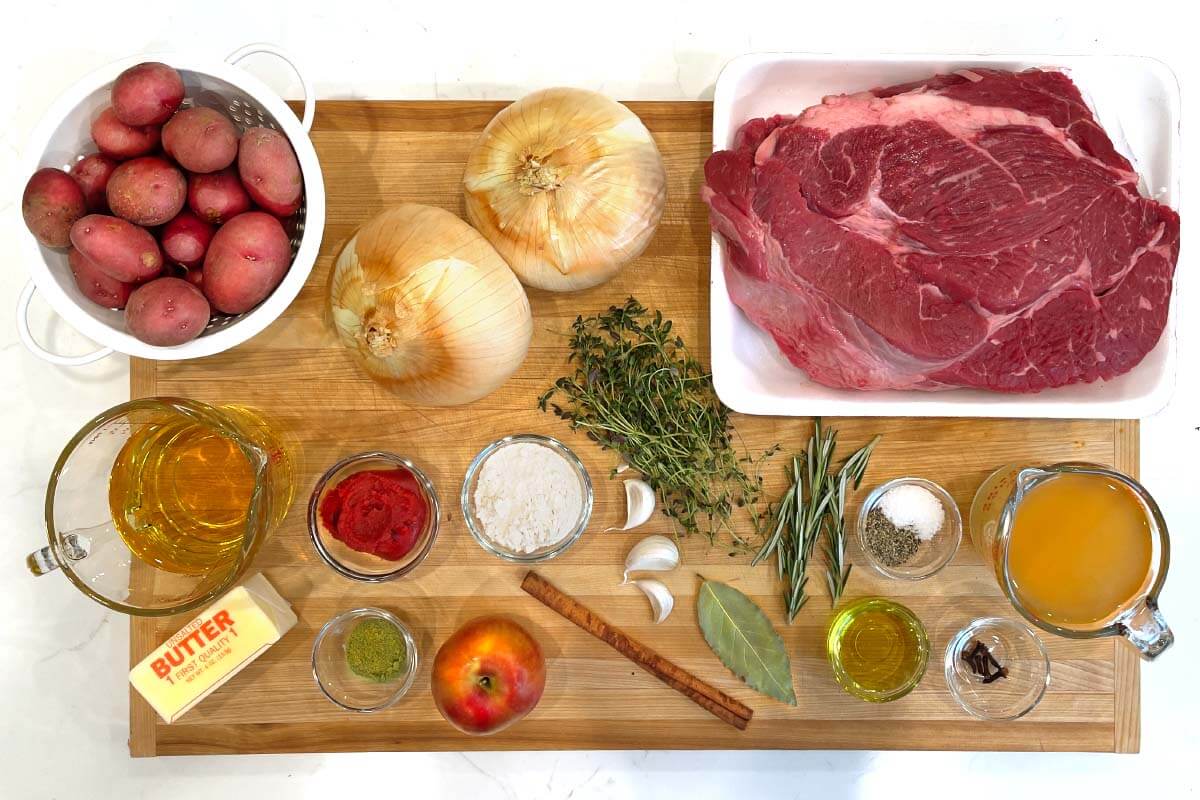 Apple Cider Pot Roast ingredients shot.