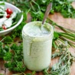Creamy Herb Yogurt Dressing in a jar