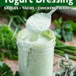 Creamy Herb Yogurt Dressing in a jar